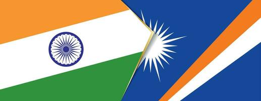 India and Marshall Islands flags, two vector flags.