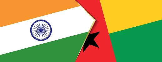 India and Guinea-Bissau flags, two vector flags.