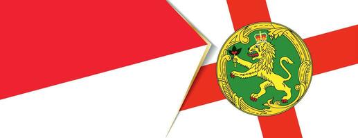 Indonesia and Alderney flags, two vector flags.