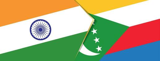 India and Comoros flags, two vector flags.