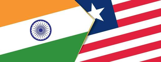 India and Liberia flags, two vector flags.