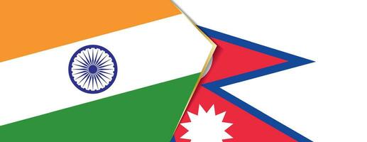 India and Nepal flags, two vector flags.