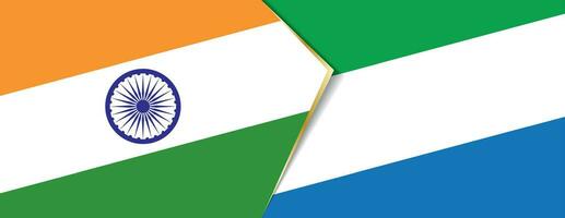 India and Sierra Leone flags, two vector flags.