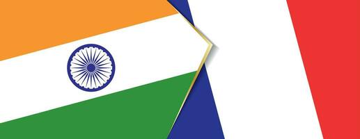 India and France flags, two vector flags.