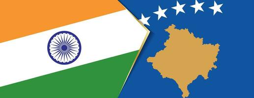 India and Kosovo flags, two vector flags.