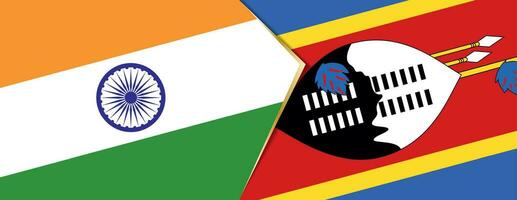 India and Swaziland flags, two vector flags.