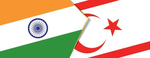 India and Northern Cyprus flags, two vector flags.