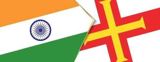 India and Guernsey flags, two vector flags.