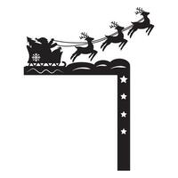 Laser-cut corner of the Christmas door, black silhouette, Christmas decor vector