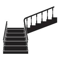 escalera para el casa dentro a el segundo piso, vector ilustración, aislado negro silueta