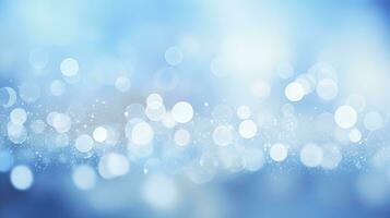 White Bokeh Circle Lights on Blue Background for Abstract Lighting Effect. AI Generated photo