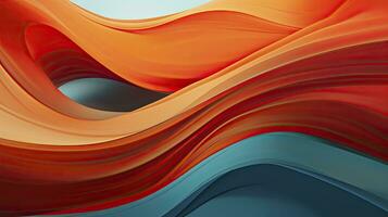 Abstract Wallpaper. Dark Orange and Light Cyan Colors in a Sea of Waves. AI Generated photo