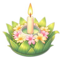 thaïlandais Krathong fabriqué de banane feuilles , aquarelle ai génératif png