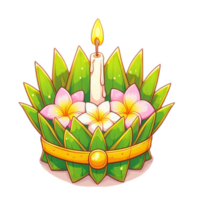 Thai Krathong made of banana leafs , watercolor AI generative png