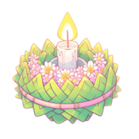 Thai Krathong made of banana leafs , watercolor AI generative png