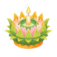 Thai Krathong made of banana leafs , watercolor AI generative png