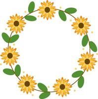 sunflower floral frame vector