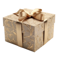 Gold giftbox, gold gift, present, gift, AI Generated png