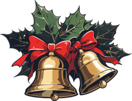 Golden Bells of Christmas AI Generative png