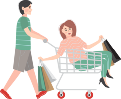 couple heureux shopping png