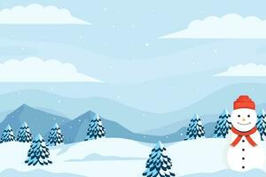 vector flat design winter landscape horizontal banner illustration