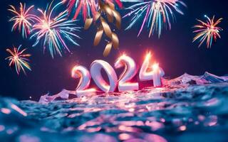 Celebrate 2024 Happy New Year  Coming AI Generative photo