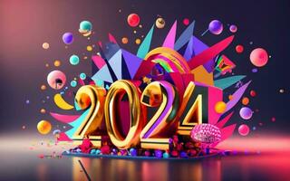 Celebrate 2024 Happy New Year  Coming AI Generative photo