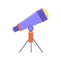 Telescope for viewing stars, galaxies, nebulae, vector illustration in flat style, isolated on white.