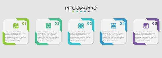 Business infographic label design template with 5 options or steps. vector