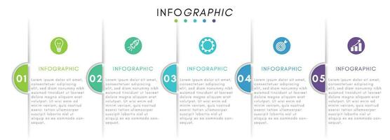 Business infographic label design template with continuously overlapping options or steps. vector