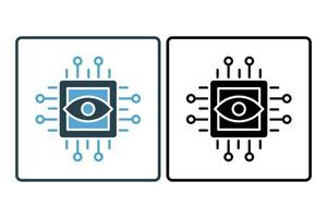 computer vision icon. icon related to device, artificial intelligence. solid icon style. simple vector design editable