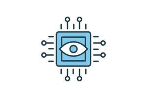 computer vision icon. icon related to device, artificial intelligence. flat line icon style. simple vector design editable