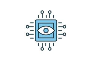 computer vision icon. icon related to device, artificial intelligence. flat line icon style. simple vector design editable