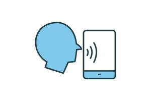 speech recognition icon. icon related to device, artificial intelligence. flat line icon style. simple vector design editable