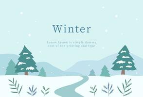 invierno plantilla.paisaje con nieve y árbol para tarjeta, pancarta vector