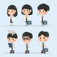 Set of male and female doctors characters set vector