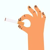 Human Hand Holding cigarette vector