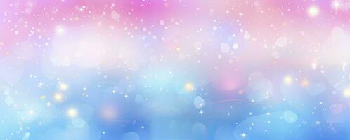 Pink and Blue Starry Bokeh Pattern on a White Space Background with Light Amber and Sky-Blue Tones. AI Generated photo