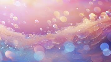 Pastel Rainbow Glitter and Pink Fantasy Galaxy with Mermaid-Inspired Bokeh Sky. AI Generated photo