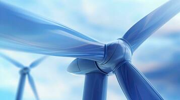 Close-Up of Wind Turbine Against Blue Sky Background. AI Generated photo