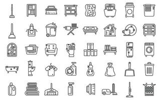 Tidy up icons set outline vector. Furniture room vector