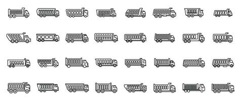 Car tipper icons set outline vector. Truck car vector