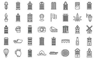 Amsterdam icons set outline vector. Europe house vector