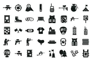 Paintball icons set simple vector. Action player vector
