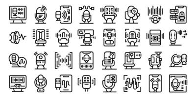 Voice search icons set outline vector. Digital marketing vector