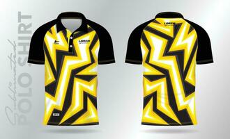 yellow and black sublimation Polo Shirt mockup template design for sport uniform in front view and back view vector