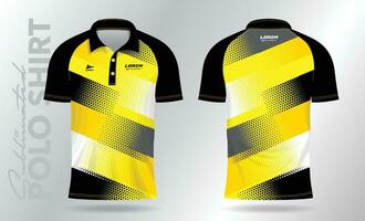 yellow and black sublimation Polo Shirt mockup template design for sport uniform in front view and back view vector