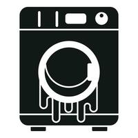 Full water of broken wash machine icon simple vector. Electric worker vector