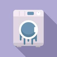 Full water of broken wash machine icon flat vector. Electric worker vector