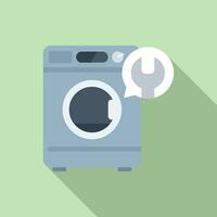 Turn on washing machine icon flat vector. After repair service vector